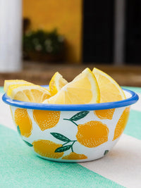 Lemon Design Enamel Bowl - 12cm