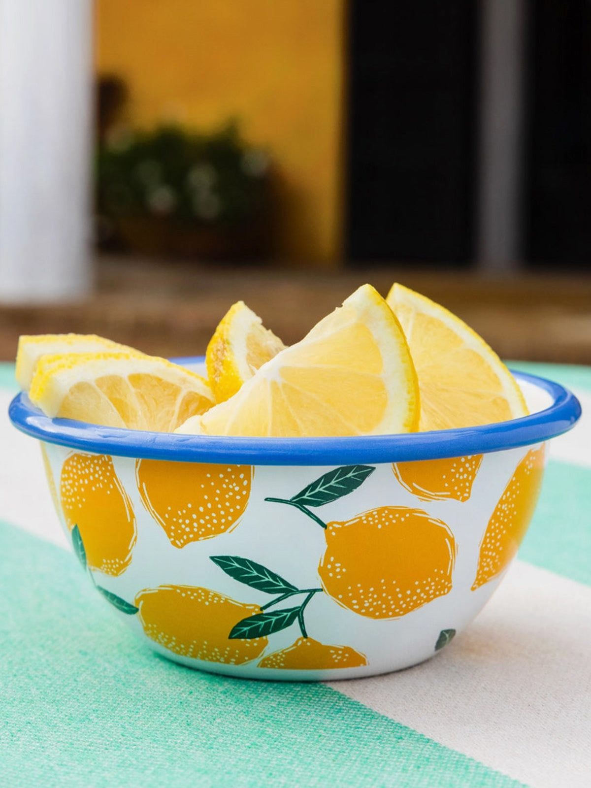 Lemon Design Enamel Bowl - 12cm