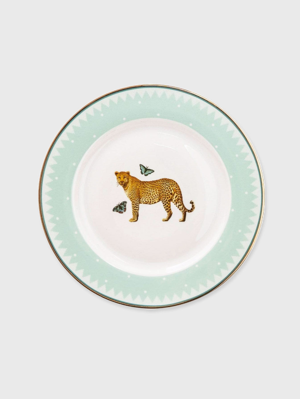 Pale Green Side Plate - Leopard and Butterfly