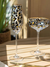 Leopard Print Champagne Flute Glass