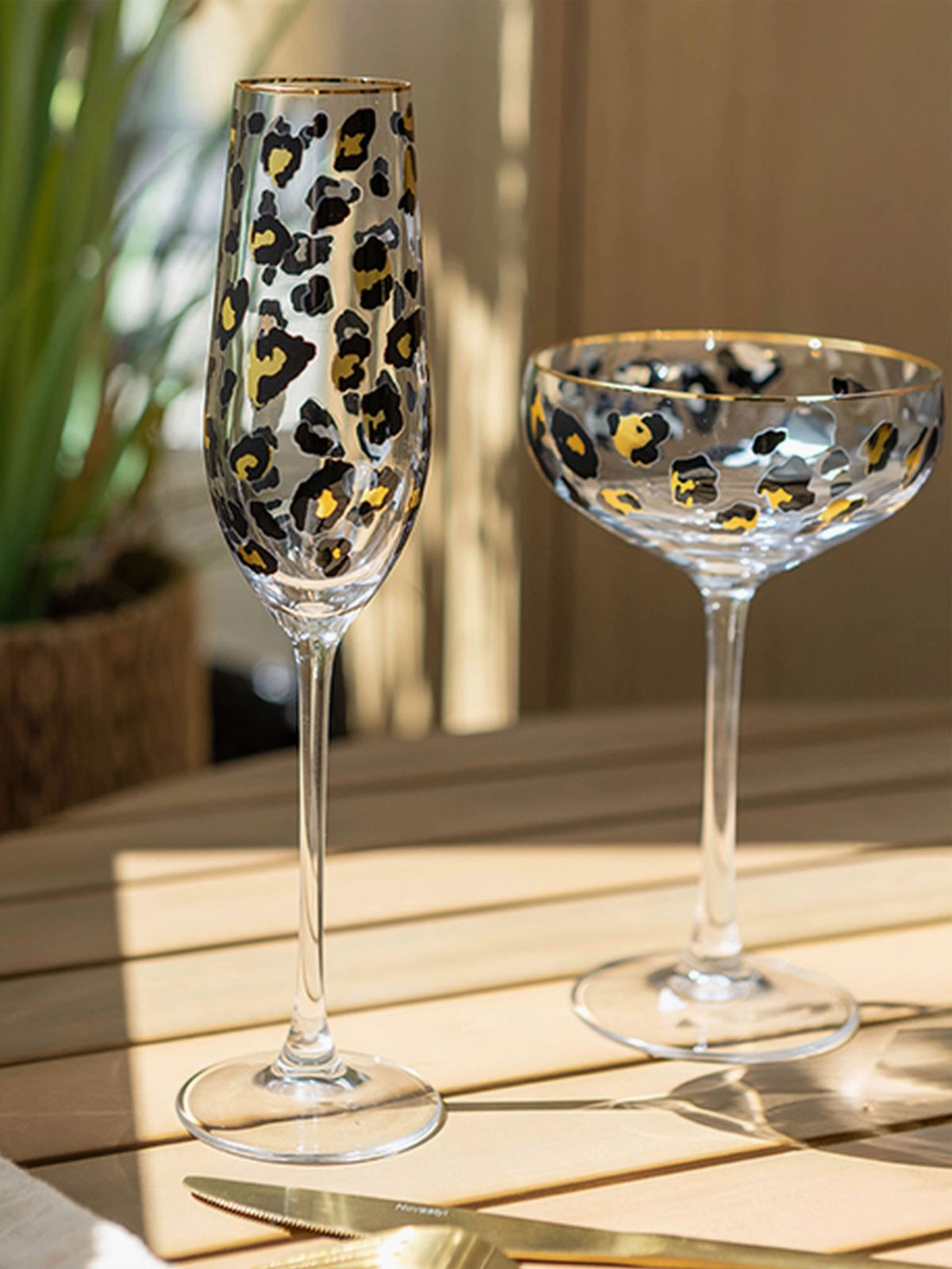 Leopard Print Champagne Flute Glass