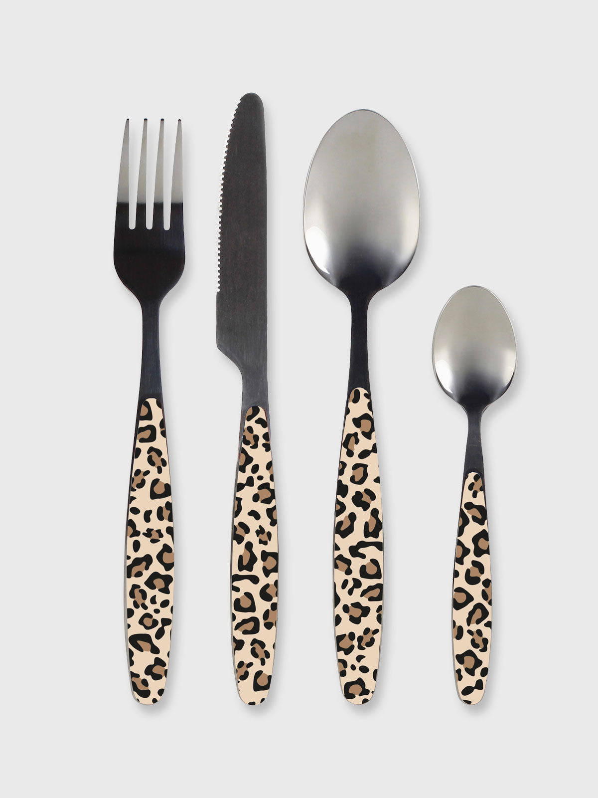 Leopard Print 24-piece Stainless Steel Cutlery Set