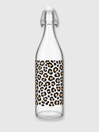 Leopard Print Glass Carafe Water Bottle - 1 Litre