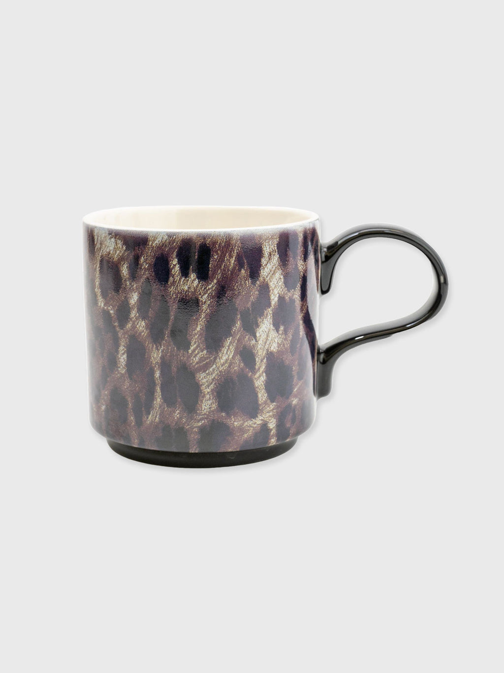 Leopard Print Mug with Black Handle
