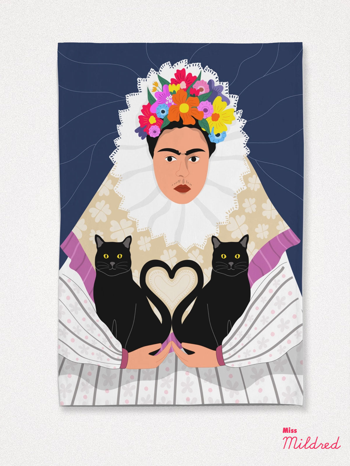 Frida Hearts Cats - Cotton Tea Towel
