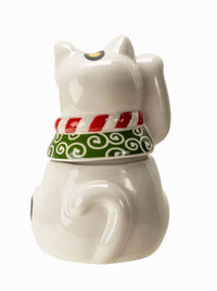 Waving Lucky Cat Maneki-Neko - Ceramic Cookie Jar