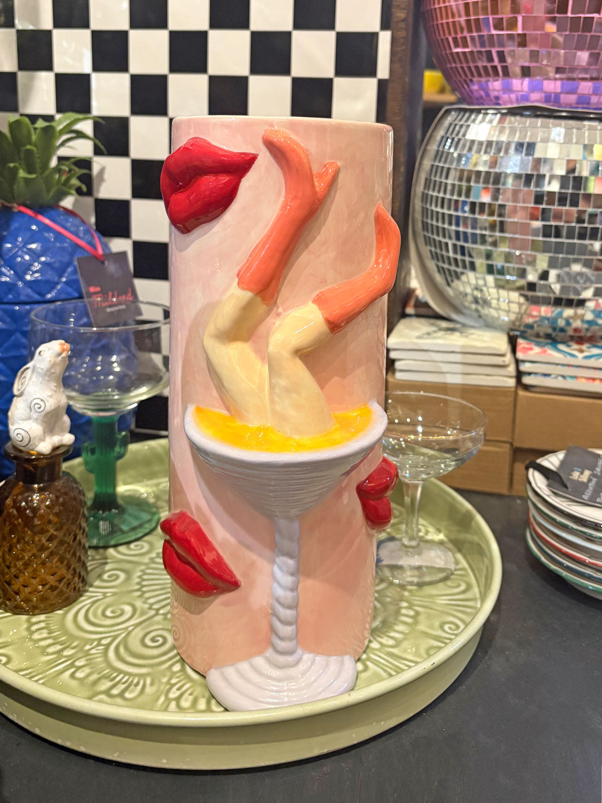 Martini Cocktail Design Ceramic Vase