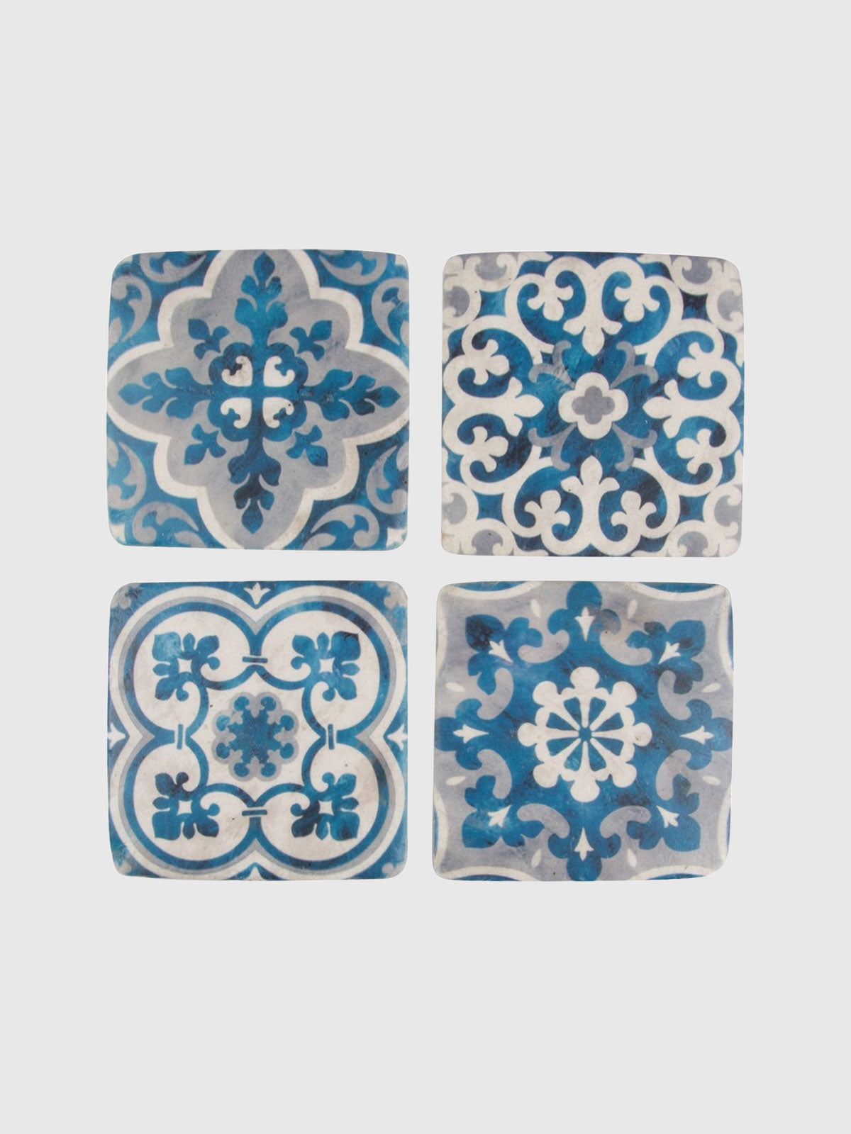 Blue Mosaic Tile Coasters - Set of 4