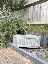 Metal Ribbed Oblong Planter - 44cm