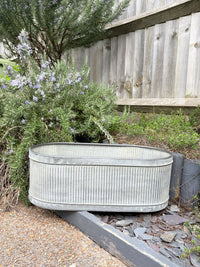 Metal Ribbed Oblong Planter - 53cm