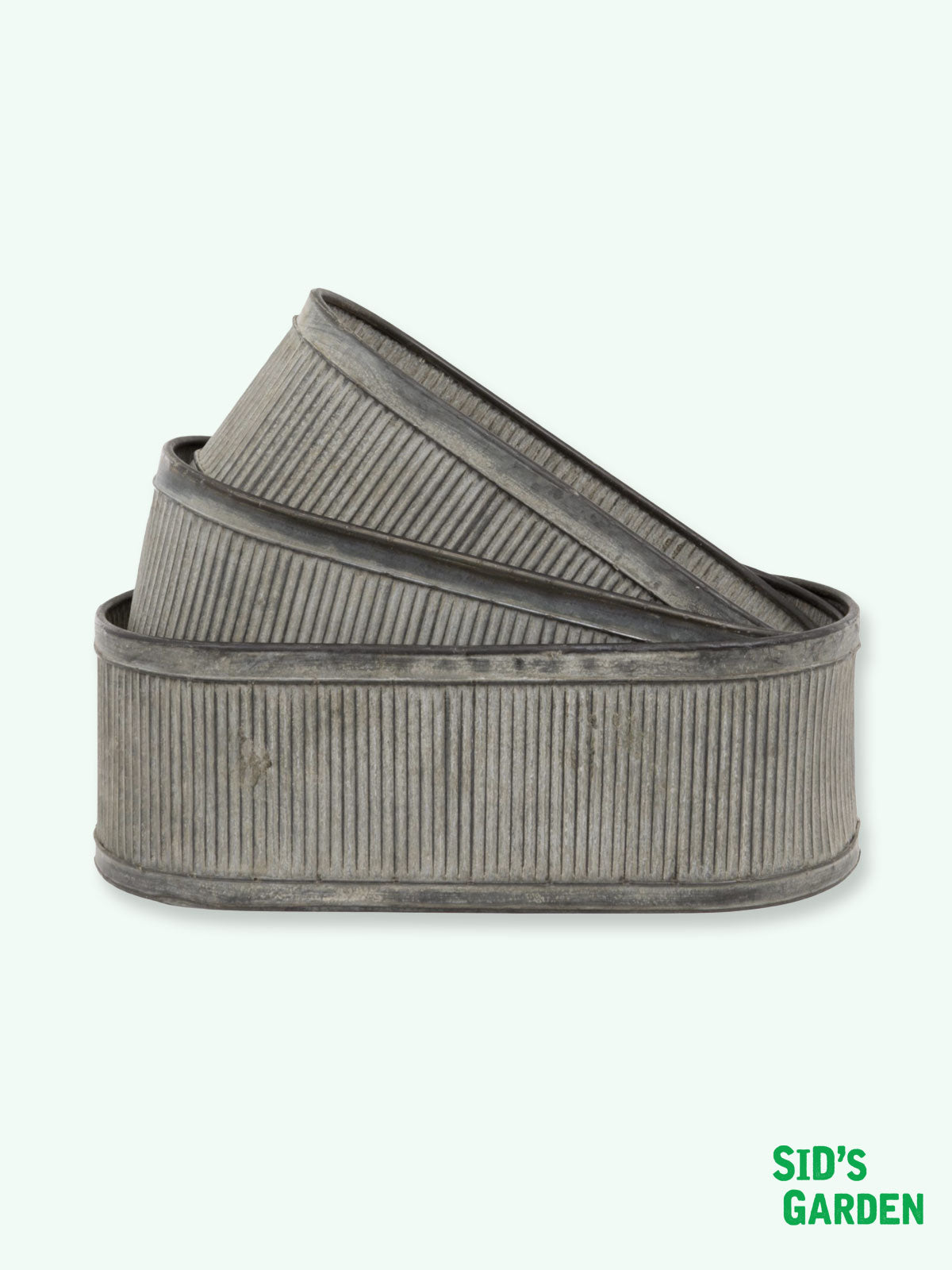 Metal Ribbed Oblong Planter - 49cm
