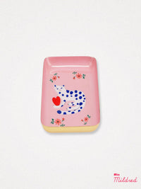 Small Spotty Cat Pink Metal Trinket Dish