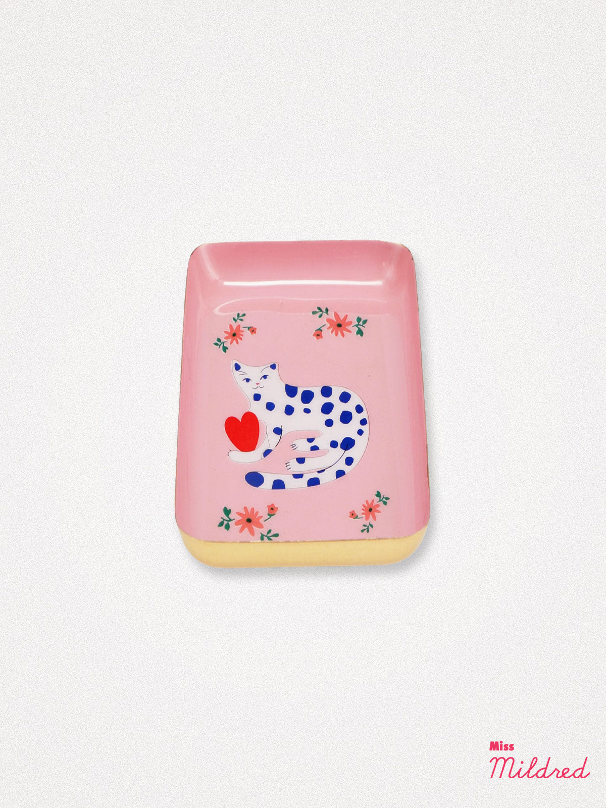 Small Spotty Cat Pink Metal Trinket Dish