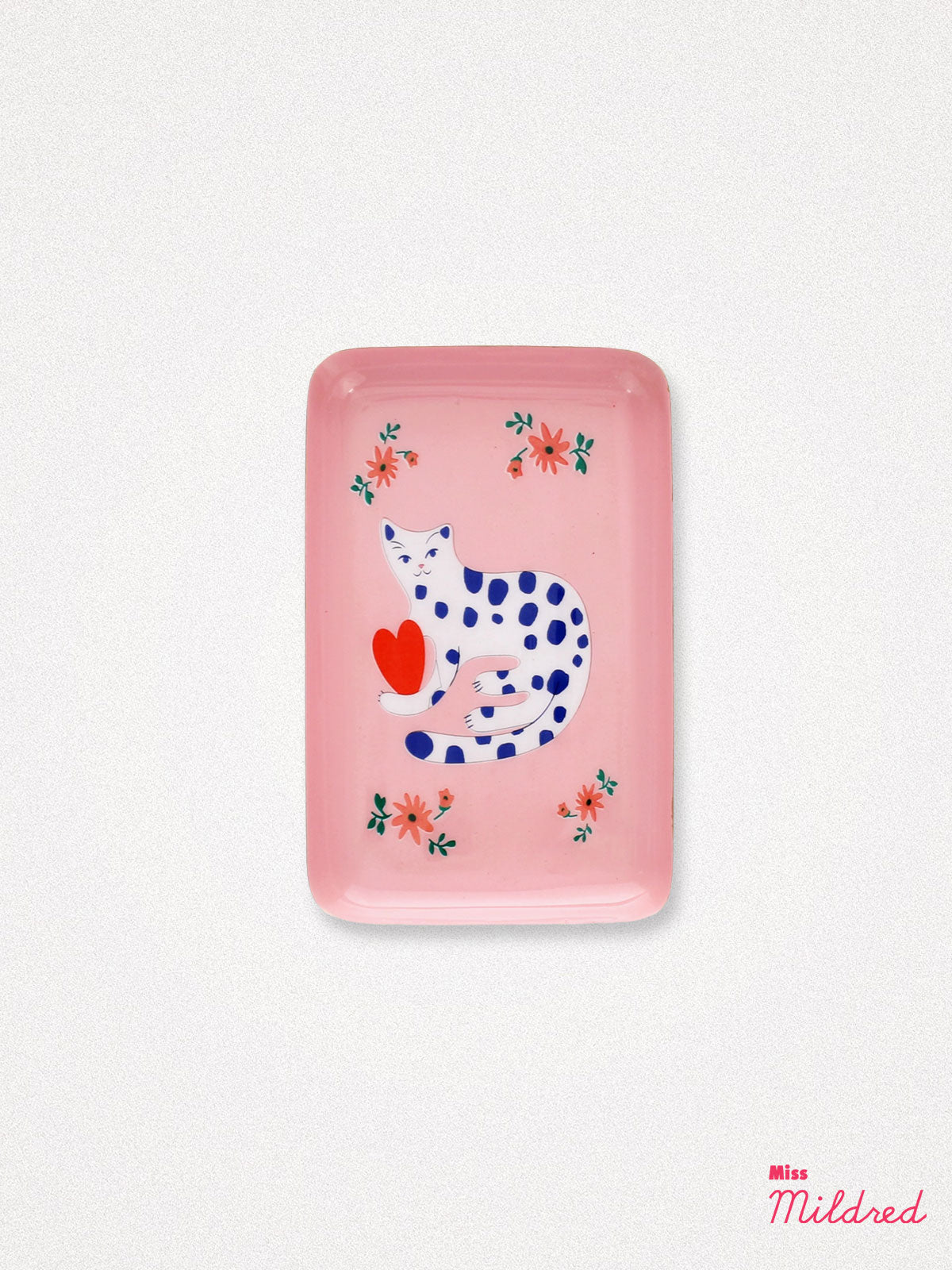 Small Spotty Cat Pink Metal Trinket Dish