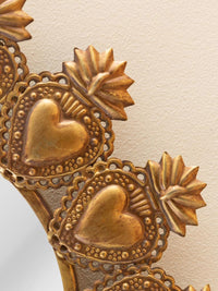 Round Metal Mirror Ex Voto Heart - Gold