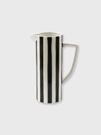 Black & White Striped Jug Vase - 17cm