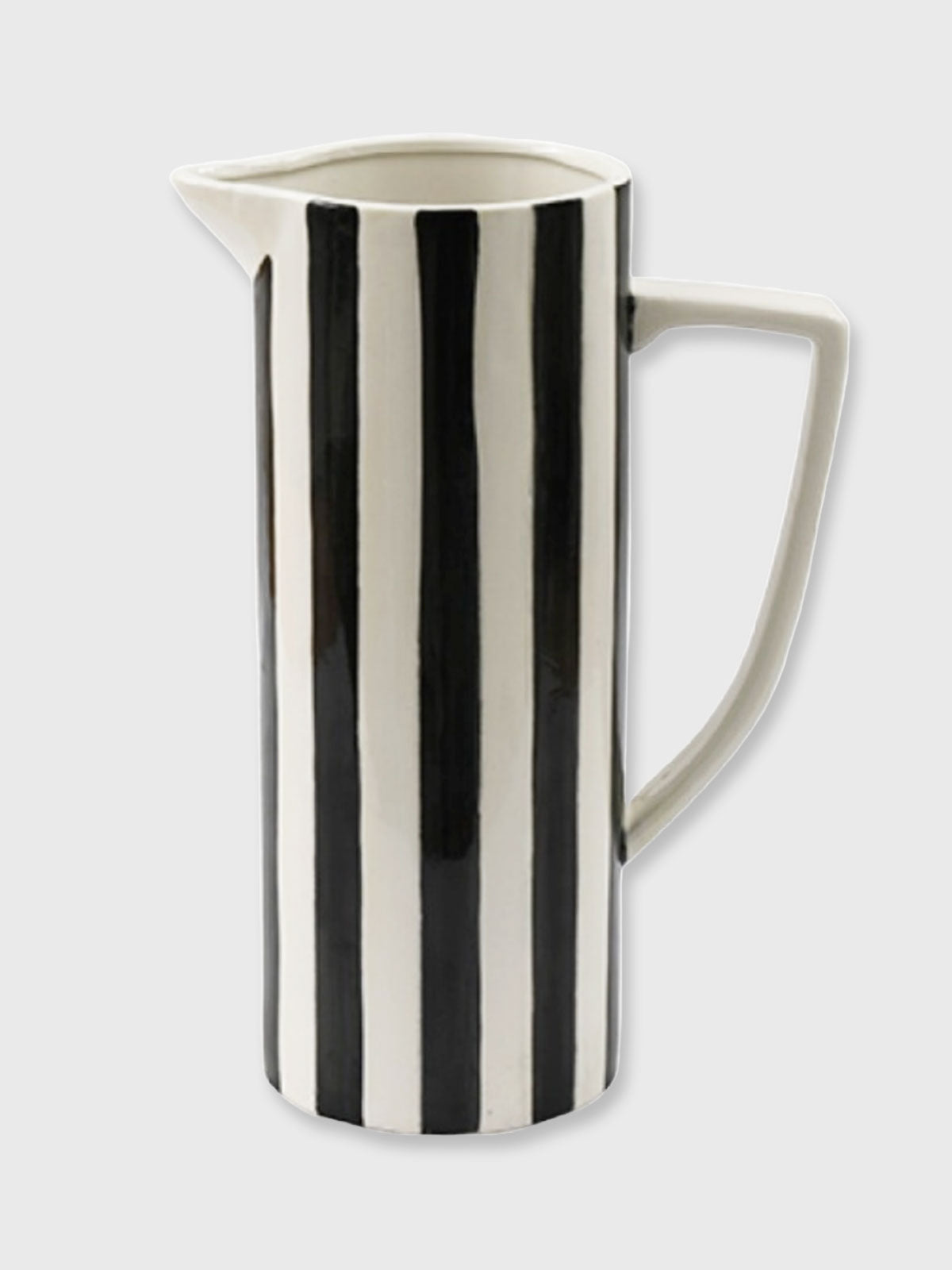 Black & White Striped Tall Jug Vase - 33cm