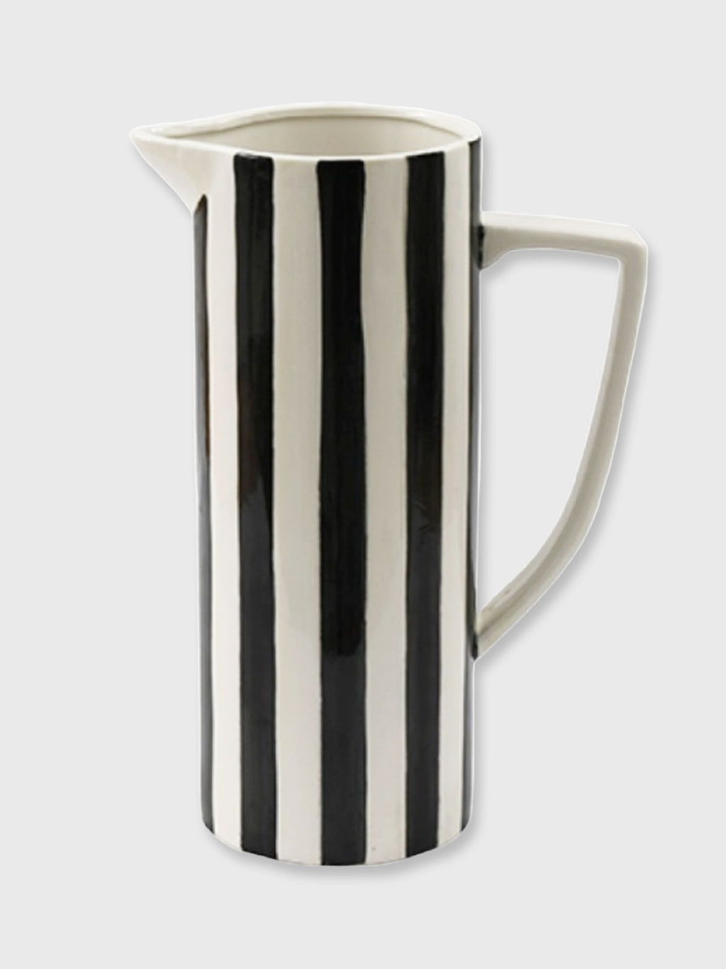 Black & White Striped Tall Jug Vase - 33cm
