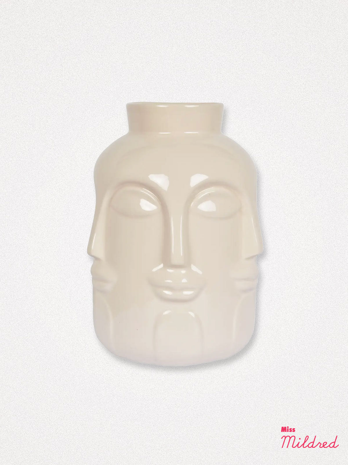 Monsieur Faces Ceramic Vase - Cream
