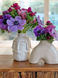 Monsieur Faces Ceramic Vase - White