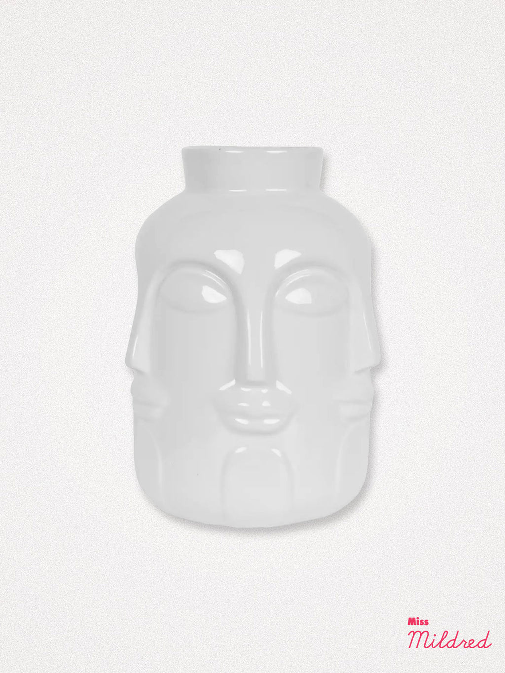 Monsieur Faces Ceramic Vase - White