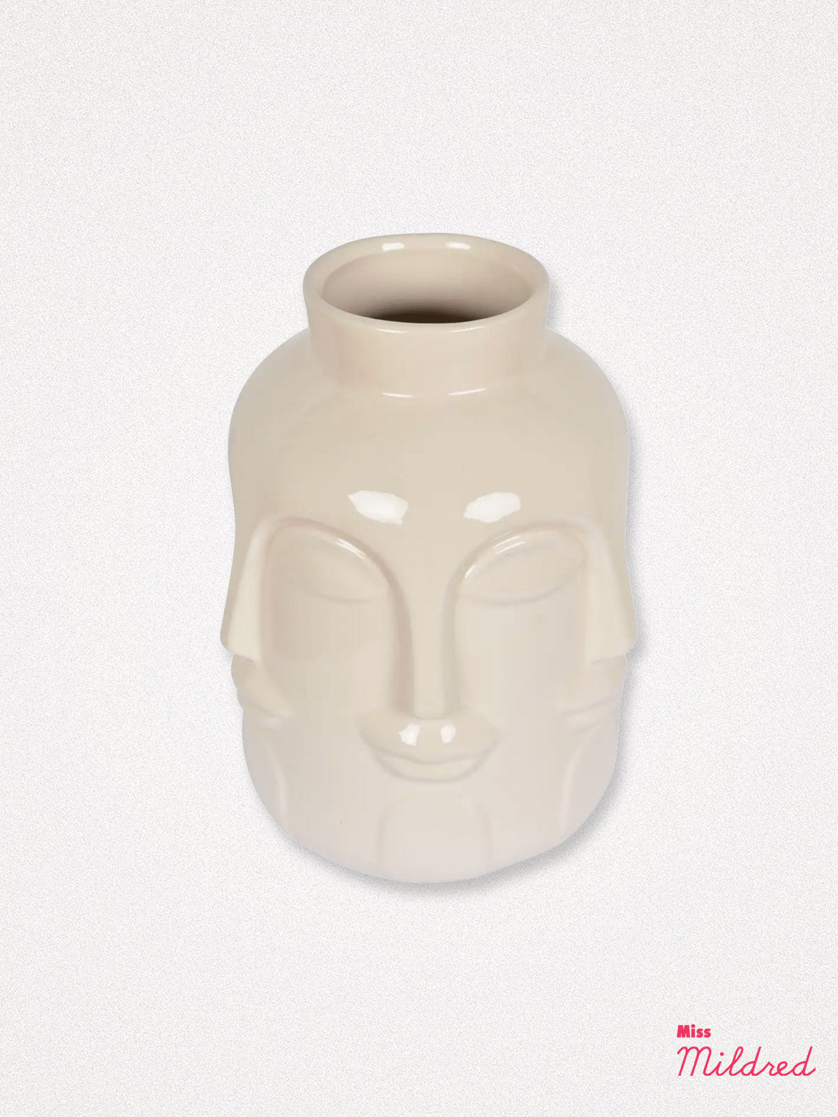 Monsieur Faces Ceramic Vase - Cream