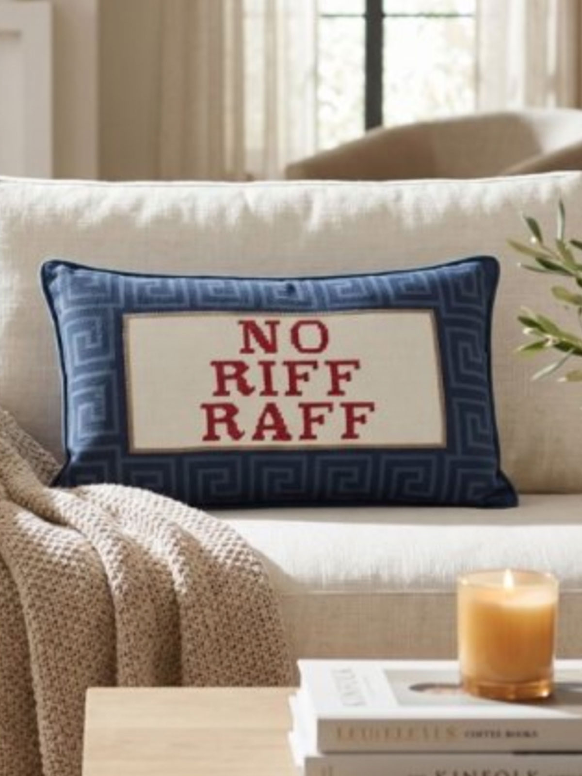 No Riff Raff Slogan Cushion - 50cm
