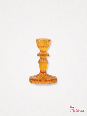 Glass Candle Holder 11cm - Ochre Orange