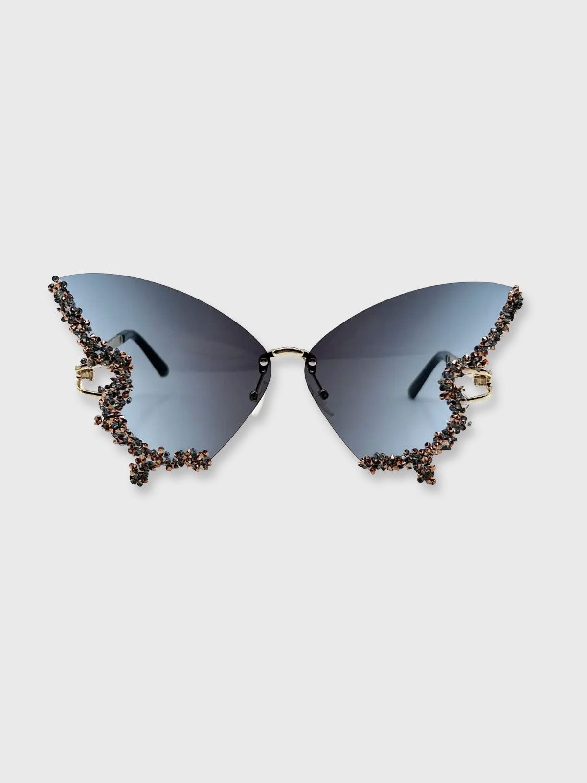 Sunglasses Oversized Butterfly in Blue Crystal