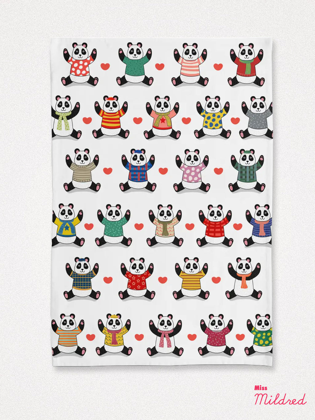 Panda Pandamonium Cotton Tea Towel