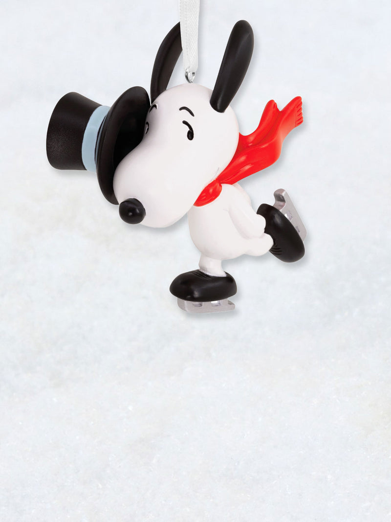 Peanuts Ornament - Snoopy Ice Skating with Top Hat
