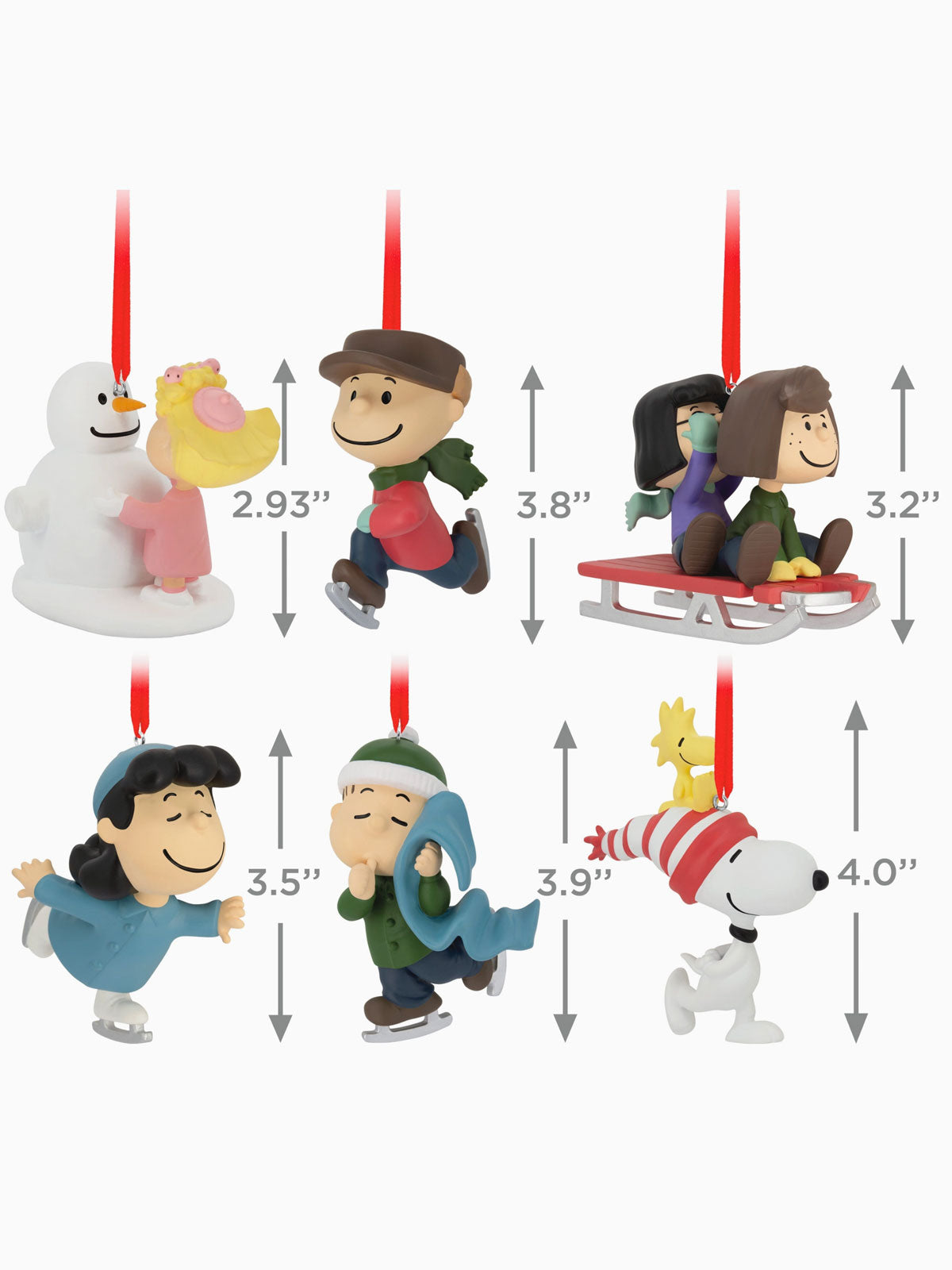 Peanuts Ornaments 'Winter Activities' - Pack of 6