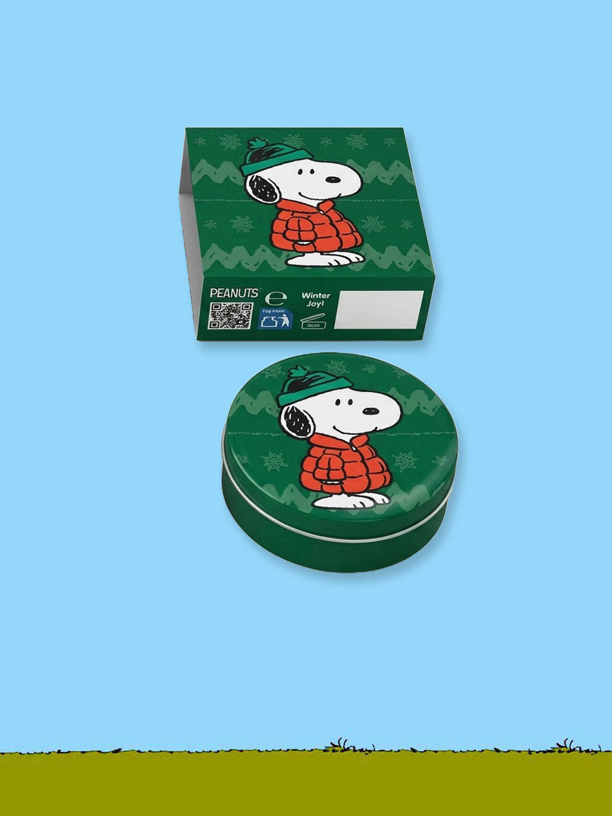 Peanuts Christmas Snoopy & Woodstock Lip Balm Tin - Dark Green
