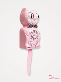 Kit Cat Clock Retro - Original Large Size - Pink & Chrome