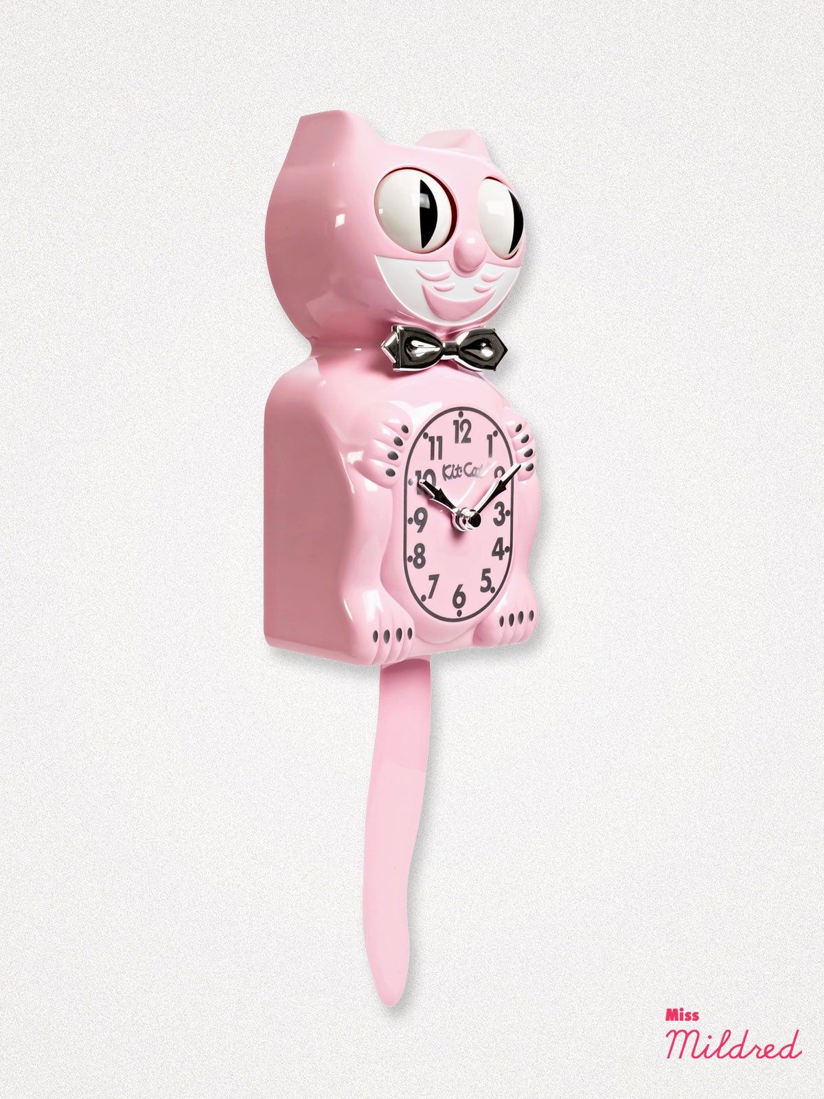 Kit Cat Clock Retro - Original Large Size - Pink & Chrome