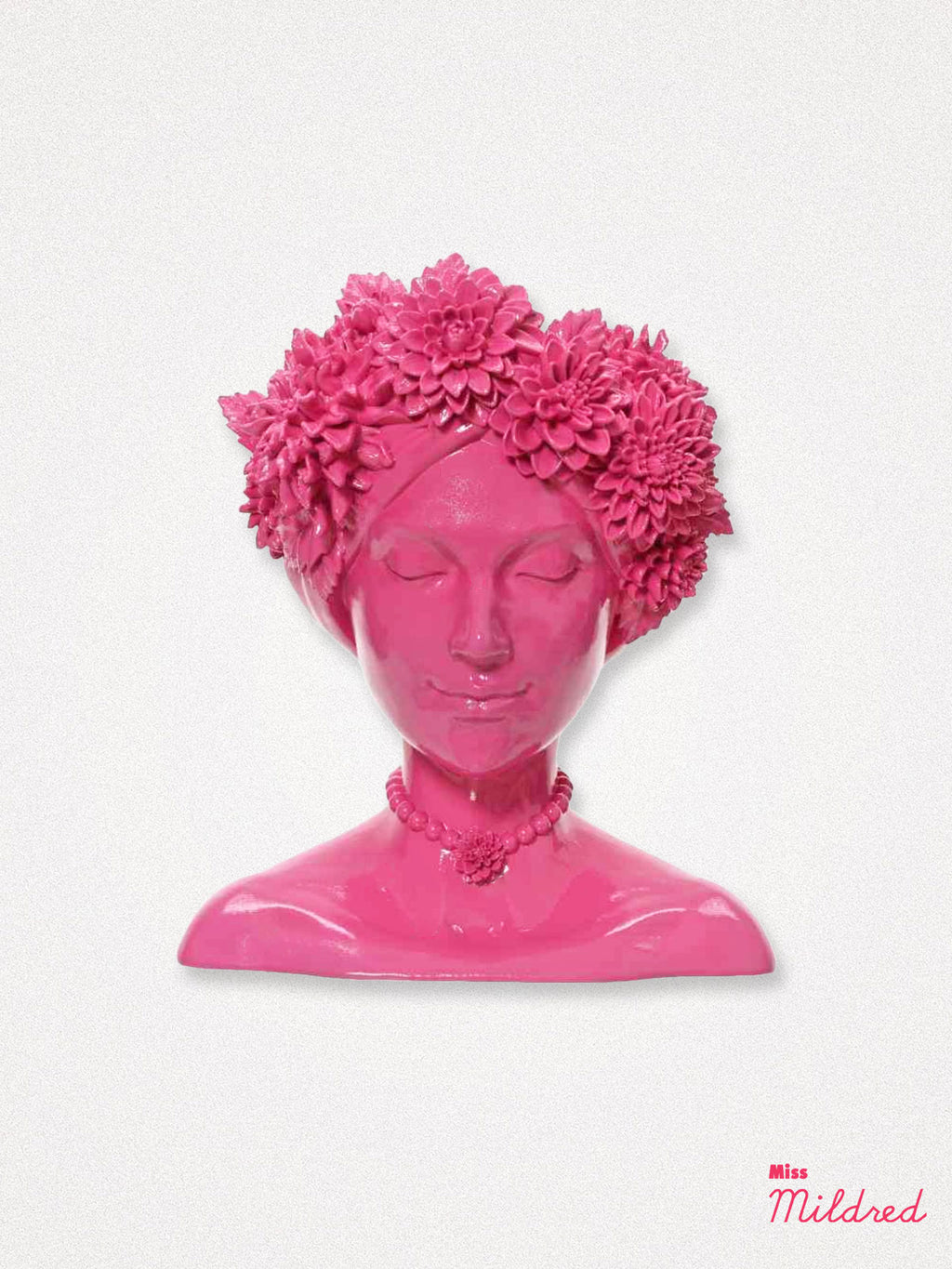 Flower Head Goddess Bust Planter - Pink