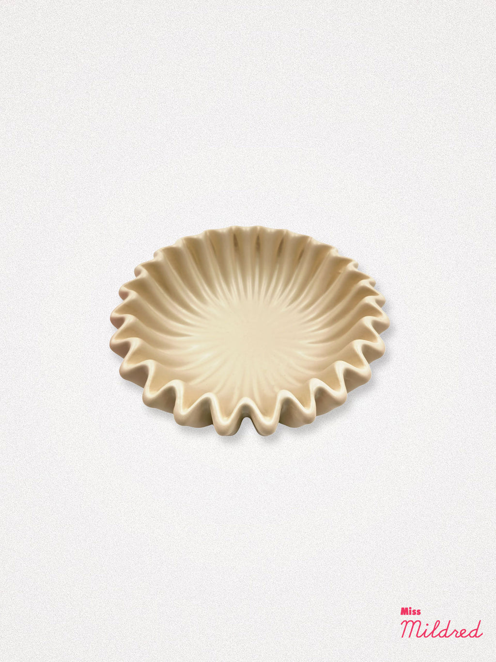 Pleated Ceramic Bowl - Beige