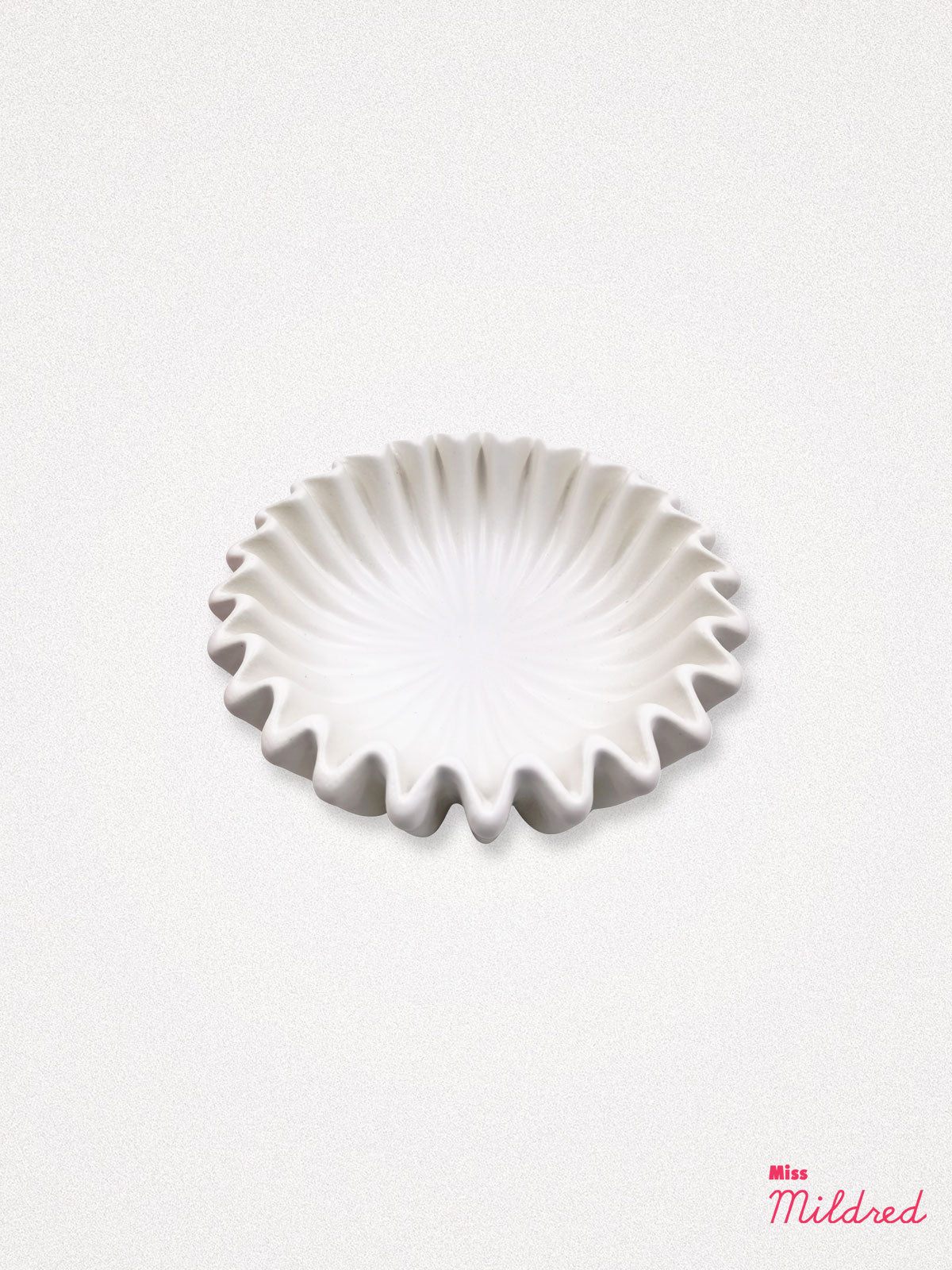 Pleated Ceramic Bowl - White