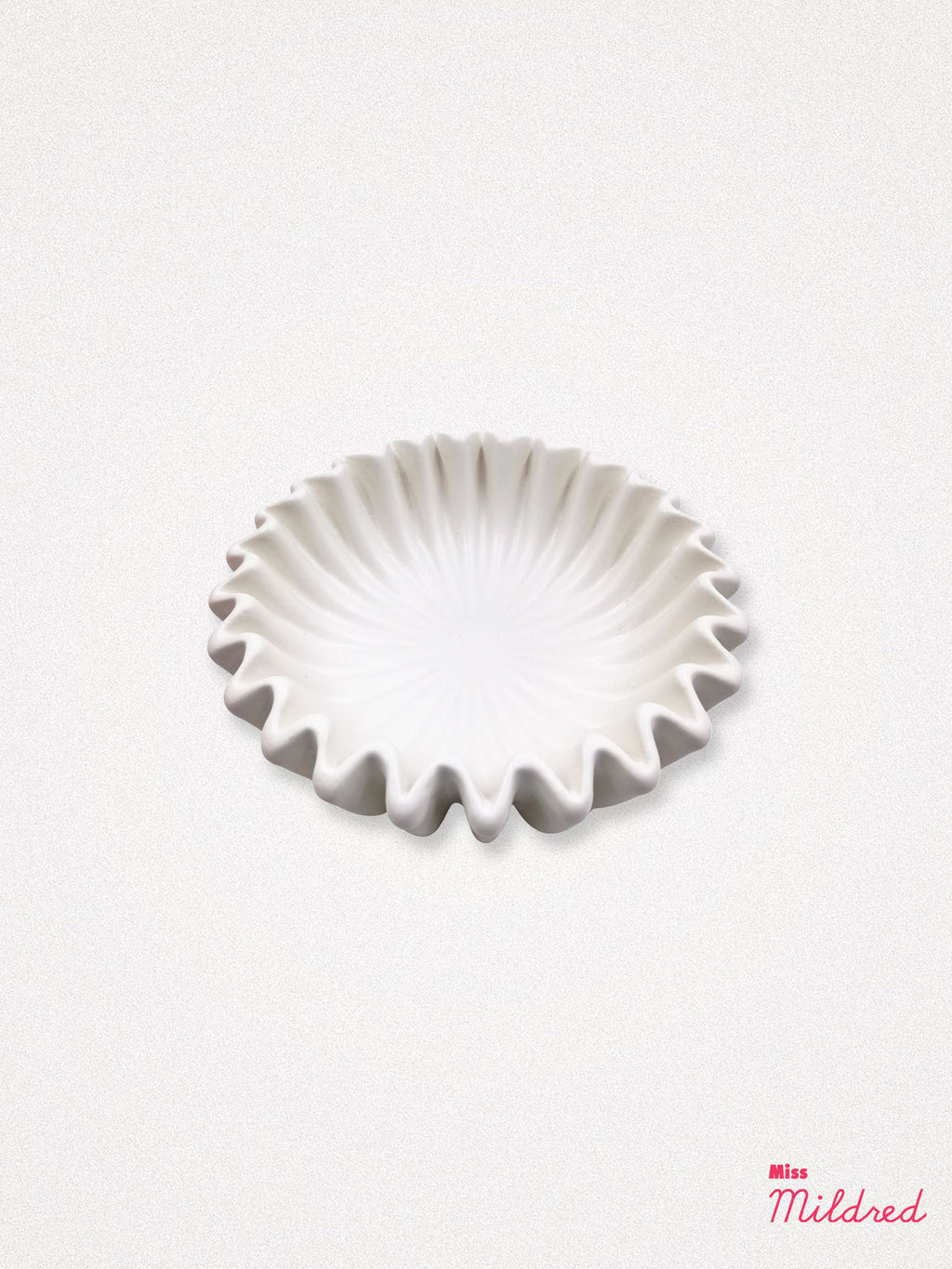 Pleated Ceramic Bowl - White