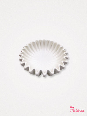 Pleated Ceramic Bowl - White