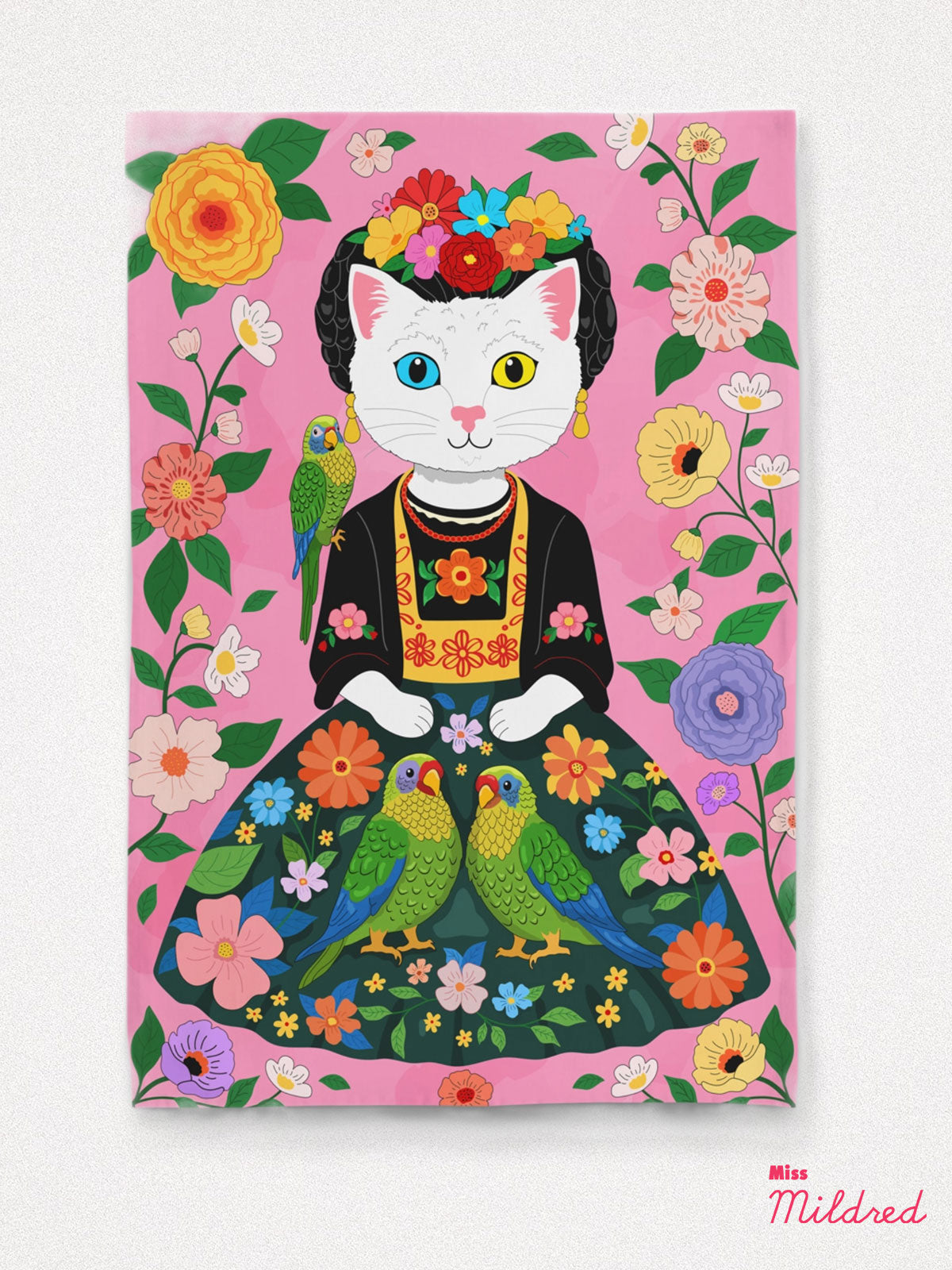 Frida Catlo Cat - Cotton Tea Towel