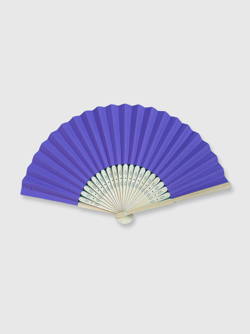 Wooden Paper Hand Fan - Purple