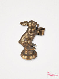 Rabbit Dinner Candle Holder - Gold Colour