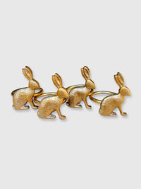 Rabbit Napkin Ring Holders Gold - Set of 4