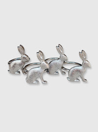 Rabbit Napkin Ring Holders Silver - Set of 4
