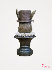 Top Hat Rabbit Bunny Bust - Bronze and White