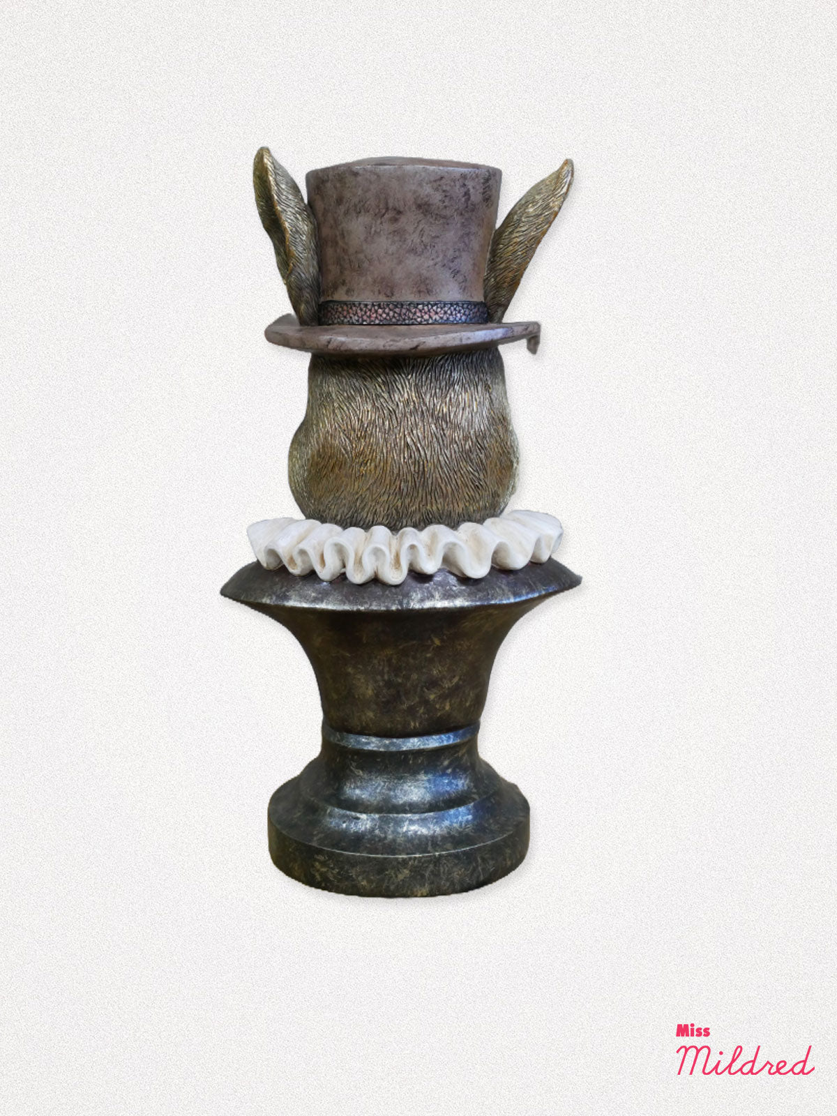 Top Hat Rabbit Bunny Bust - Bronze and White