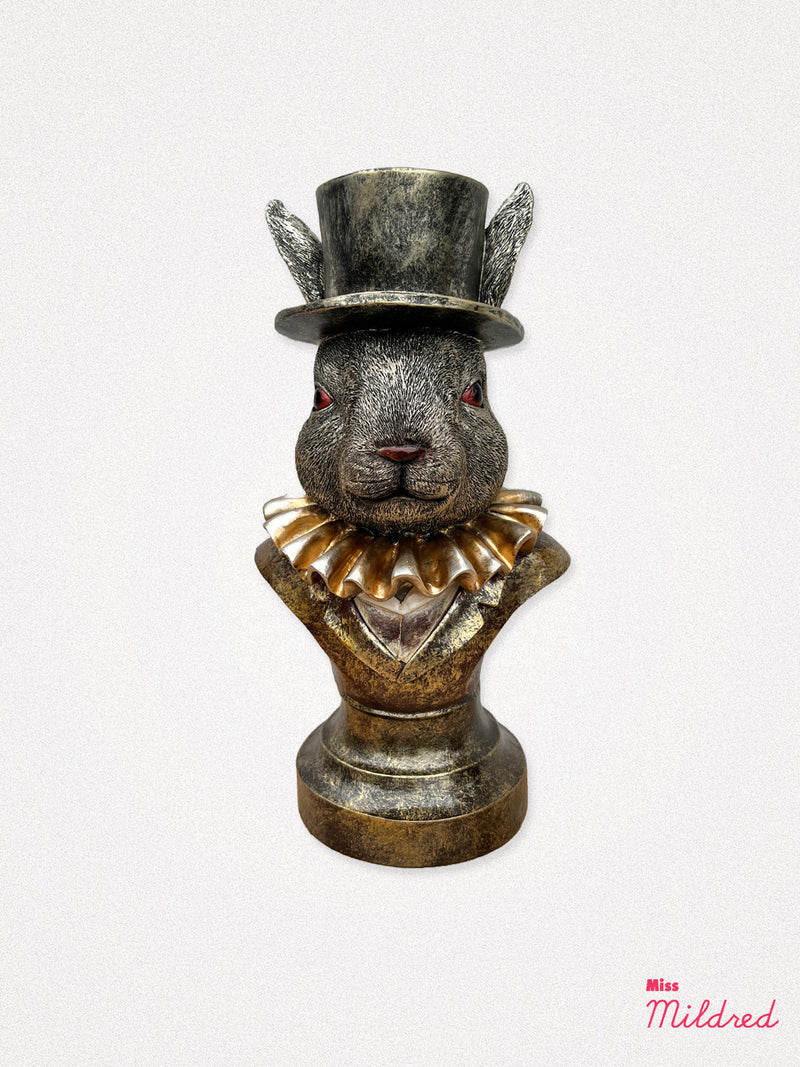 Top Hat Rabbit Bunny Bust - Bronze and Gold