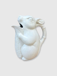 Vintage Rabbit and Sweetcorn White Ceramic Jug - Bassano