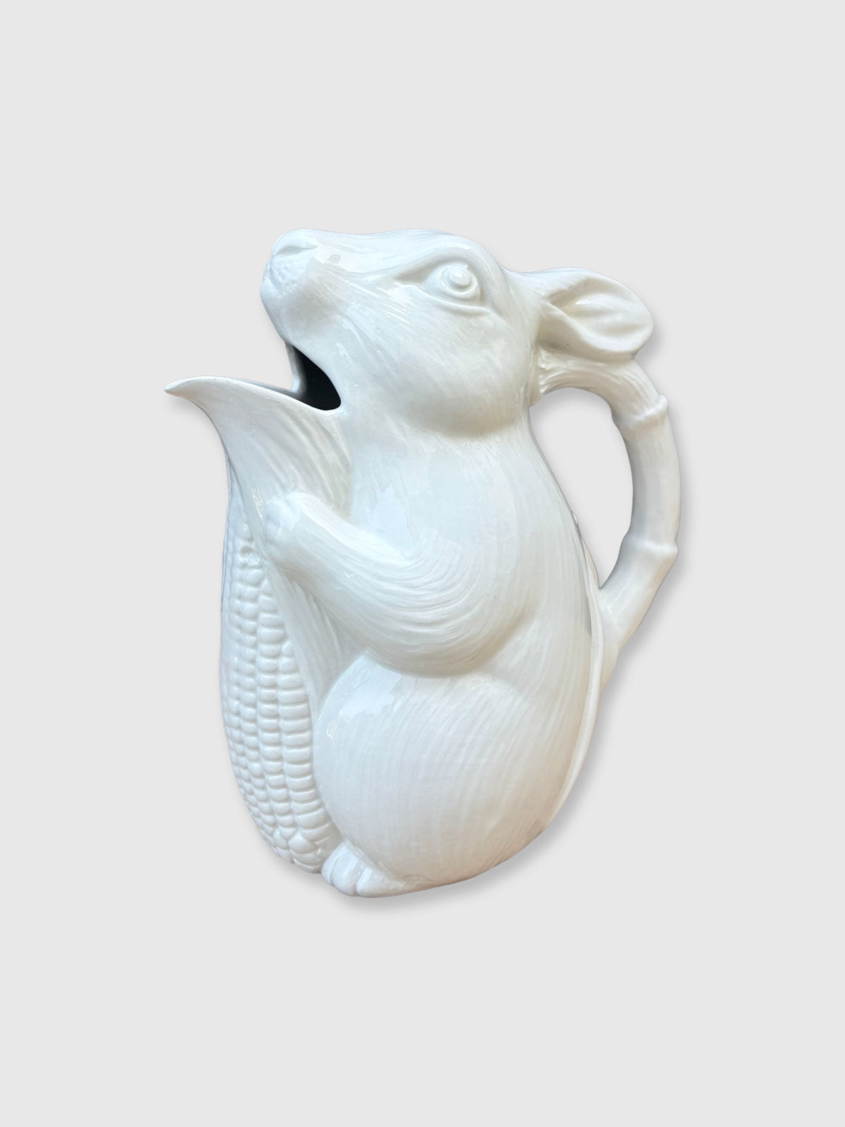 Vintage Rabbit and Sweetcorn White Ceramic Jug - Bassano